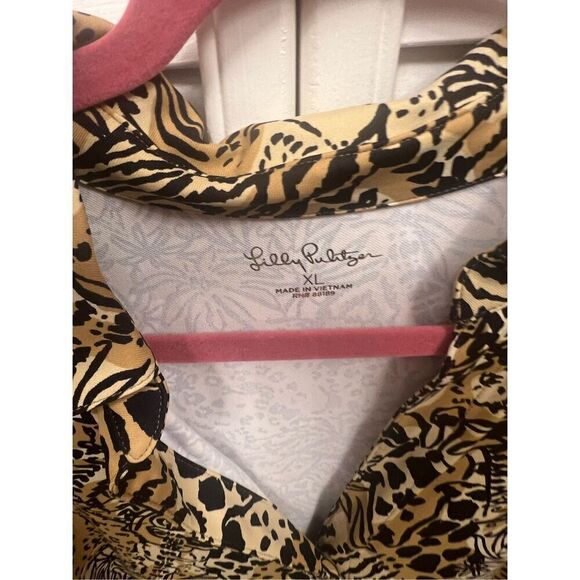 New Lilly Pulitzer Marlena Upf 50+ Button Down Rattan Walk On The Wild Side XL - Picture 5 of 9